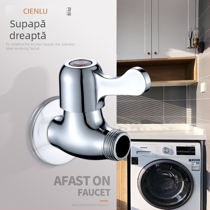 Valvă din cupru 1/2 inch, drept, montaj în perete, deschidere rapidă, filete interne și externe