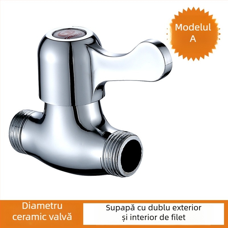 Valvă din cupru 1/2 inch, drept, montaj în perete, deschidere rapidă, filete interne și externe