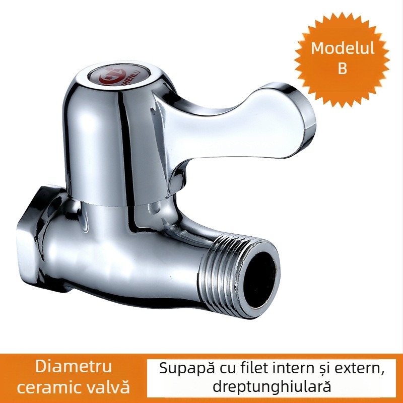 Valvă din cupru 1/2 inch, drept, montaj în perete, deschidere rapidă, filete interne și externe