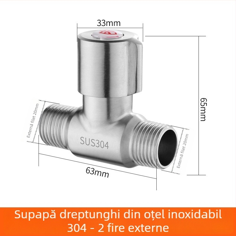 Valvă din cupru 1/2 inch, drept, montaj în perete, deschidere rapidă, filete interne și externe