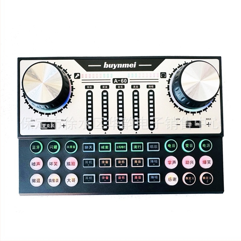 Set microfon condensator cu placă de sunet A60 pentru karaoke și streaming, baterie încorporată 800–1000 mAh, autonomie 6–8 h, SNR ≥70 dB