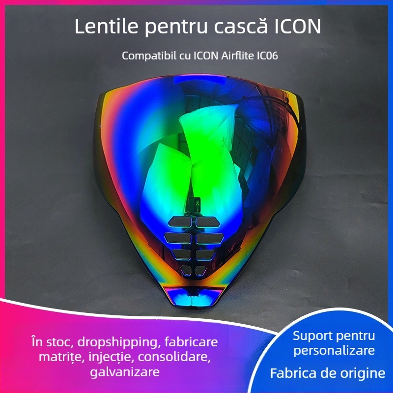 Lentilă pentru cască Ghost Face Airflite — HD electroplatată, compatibilitate zi-noapte, accesoriu pentru cască