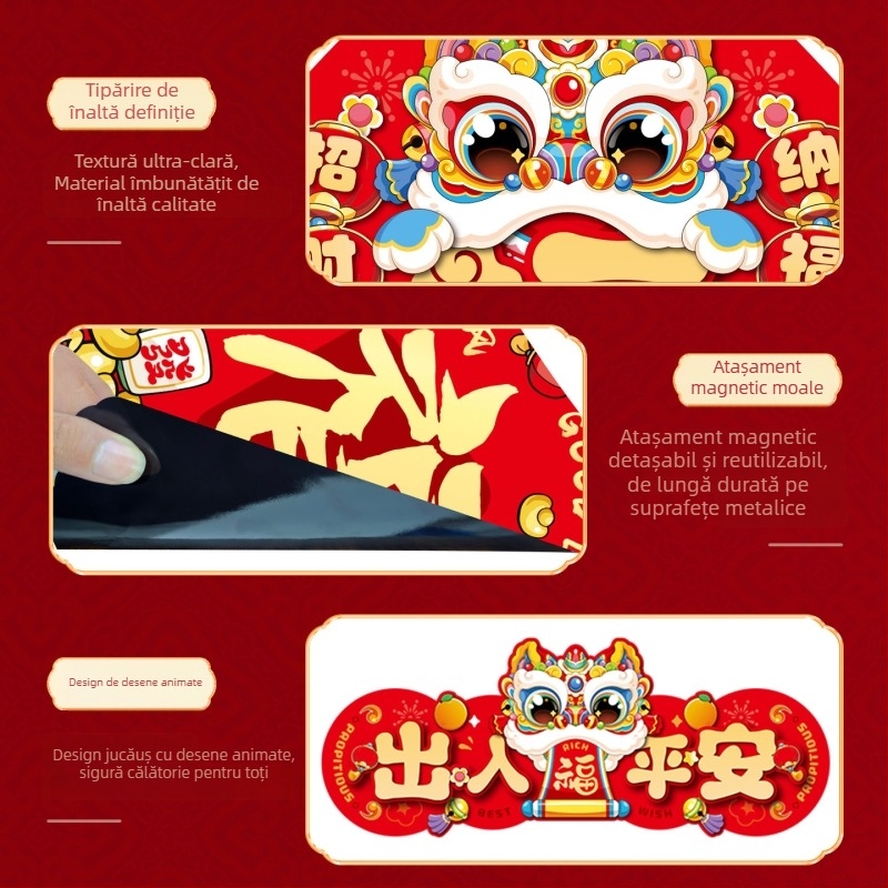 Cuplu magnetic pentru mașină – Anul Calului 2026, stil chinezesc, imprimat, cadou potrivit