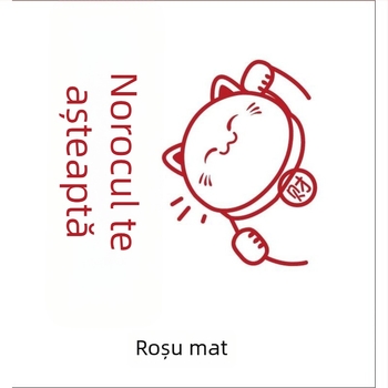 Autocolant pentru ușa liftului – Motiv pisică norocoasă, PVC, mască de tip full body, finisaj mat, vinil decorativ