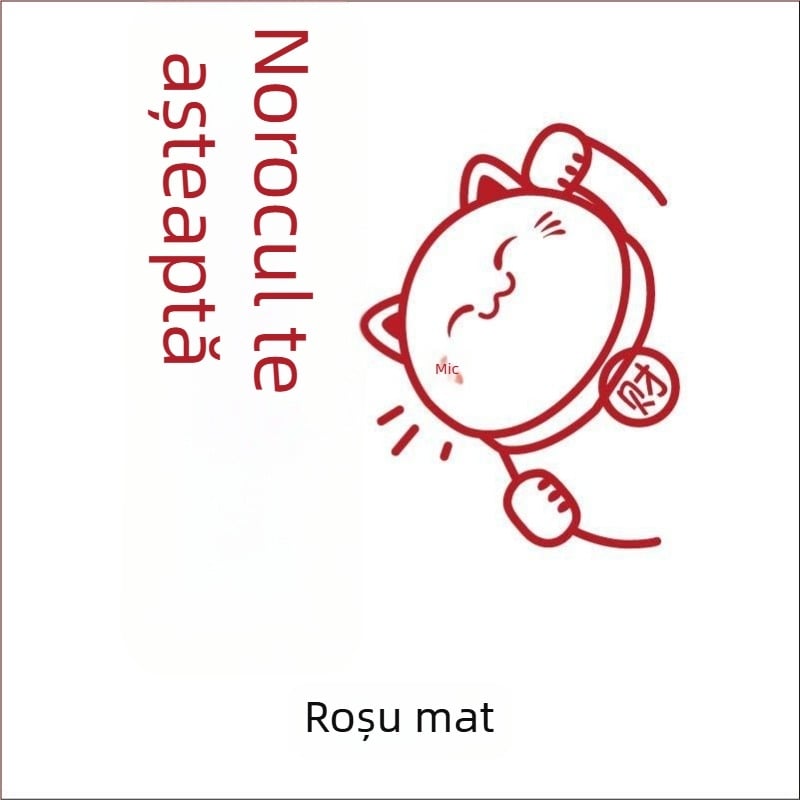 Autocolant pentru ușa liftului – Motiv pisică norocoasă, PVC, mască de tip full body, finisaj mat, vinil decorativ