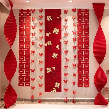 Set de decor pentru cameră de nuntă cu decorațiuni de perete, perdele și ghirlande pentru dormitorul și livingul cuplului (Material: țesătură nețesută; Ambalaj: Opp bag; Brand: Tiantianxifang; Categorie: Alte accesorii de nuntă; Ocazie: Nuntă)