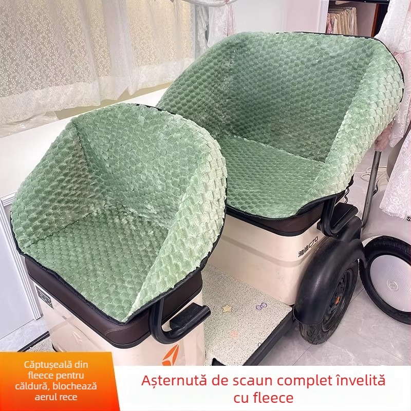 Husă pentru șa triciclu electric – pluș, rezistentă la vânt, căldură de iarnă, pentru toate anotimpurile, potrivire universală