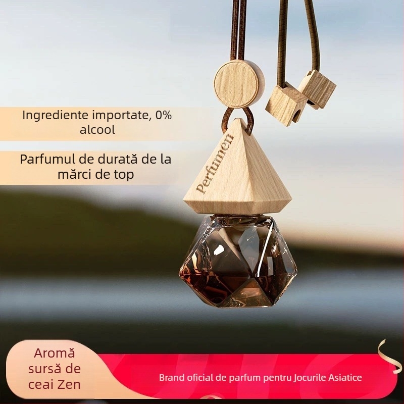 Pandantiv parfum auto din sticlă triunghiulară, parfum de iasomie, personalizare disponibilă, durată de viață de trei ani