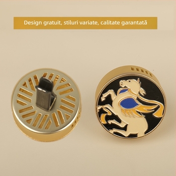 Difuzor de parfum pentru aerul din interiorul mașinii – Editie cuplu Anul Calului, suport parfum din aliaj de zinc, formă rotundă, parfum Cologne, 37 g, 1 an durată de viață, personalizare disponibilă