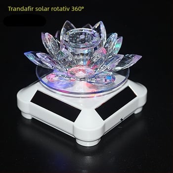 Decor auto cu lotus din cristal pentru aromaterapie, energie solară, rotație 360°, stil modern-cartoon, brand A-Tang