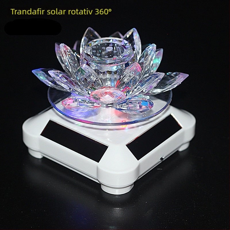 Decor auto cu lotus din cristal pentru aromaterapie, energie solară, rotație 360°, stil modern-cartoon, brand A-Tang