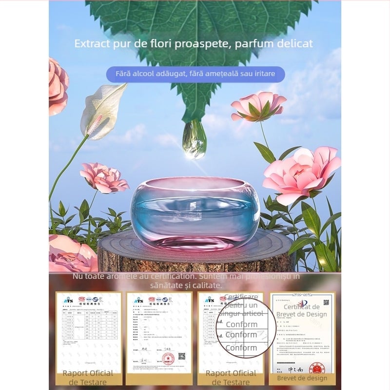 Pedal difuzor parfum pentru mașină – suport din plastic, parfum citrice-floral, montaj pe scaun, funcție de sterilizare