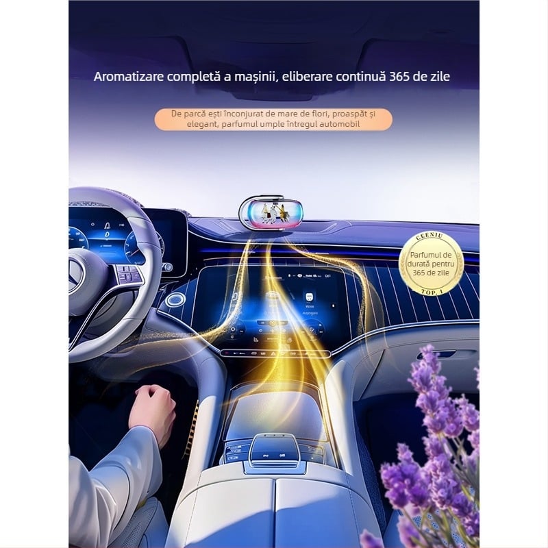 Pedal difuzor parfum pentru mașină – suport din plastic, parfum citrice-floral, montaj pe scaun, funcție de sterilizare