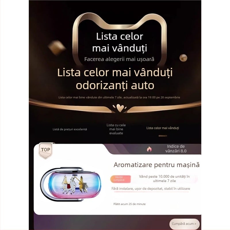 Pedal difuzor parfum pentru mașină – suport din plastic, parfum citrice-floral, montaj pe scaun, funcție de sterilizare