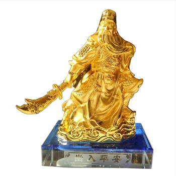 Statuetă Buddha pentru mașină cu suport de parfum Guan Gong — aliaj + cristal, tip lichid, multiple arome, 560 g