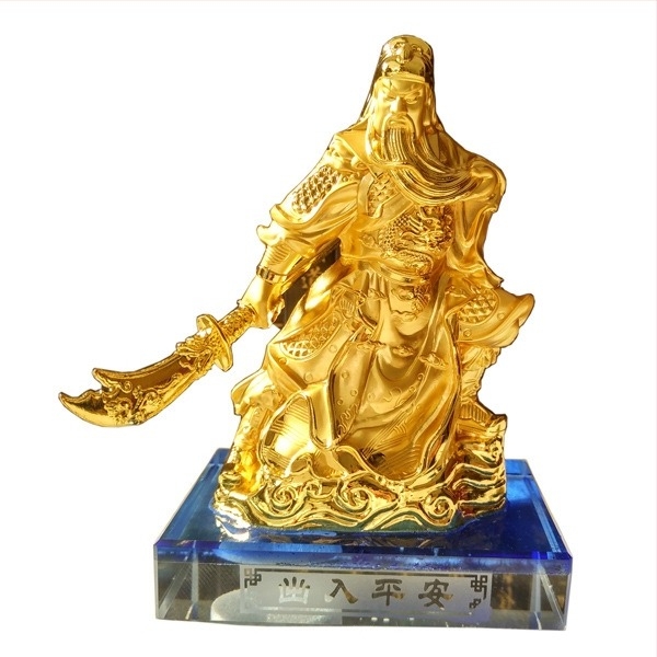 Statuetă Buddha pentru mașină cu suport de parfum Guan Gong — aliaj + cristal, tip lichid, multiple arome, 560 g