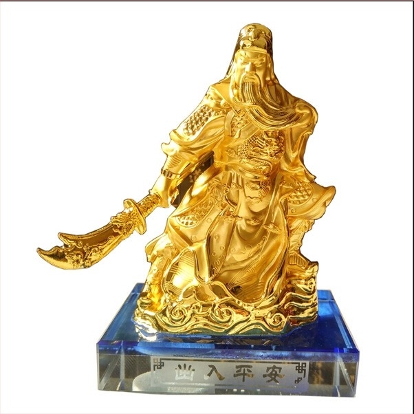 Statuetă Buddha pentru mașină cu suport de parfum Guan Gong — aliaj + cristal, tip lichid, multiple arome, 560 g