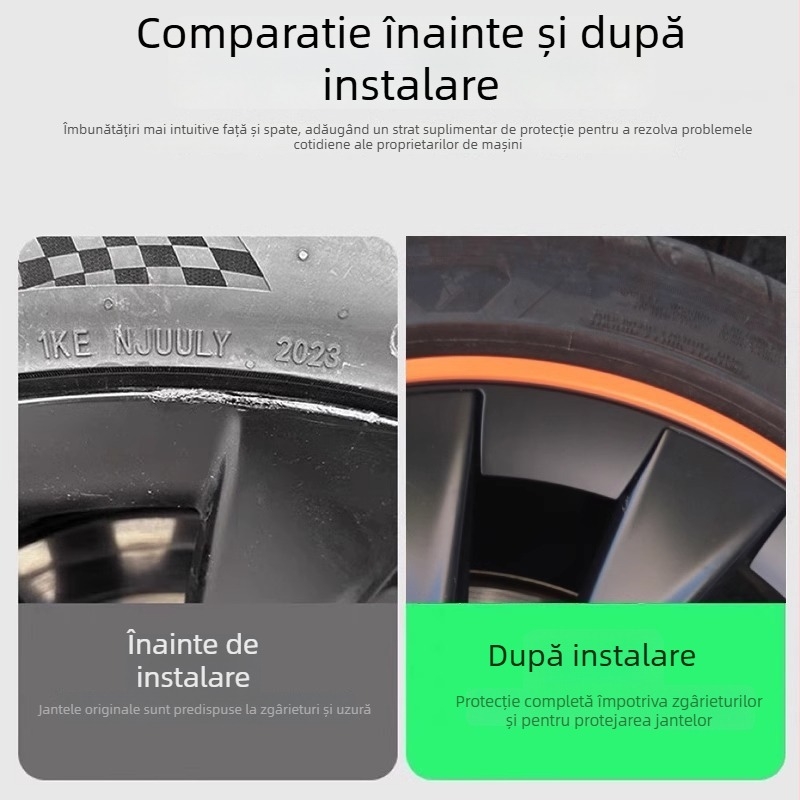 Inel de protecție pentru capacele de jantă Tesla Model Y, anti-zgâri, modificare a aspectului, plastic