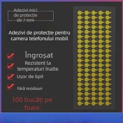 Folie de protecție pentru camera frontală și cea din spate, adeziv anti-praf, îngroșat, rezistent la temperaturi înalte, o coală cu 100 autocolante