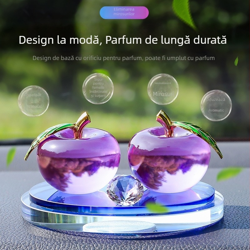 Suport pentru parfum auto din cristal, suprafață lucioasă — aromă de măr, ornament pentru interiorul mașinii