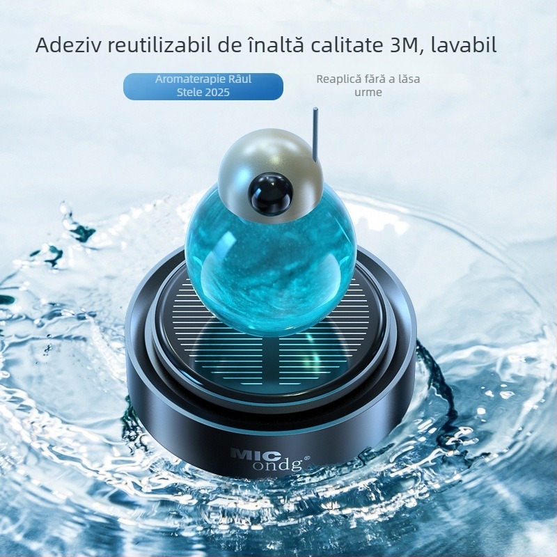 Difuzor de aromă pentru interiorul mașinii, cu consolă centrală din aliaj, alimentare solară, ornament cu nisip curgător