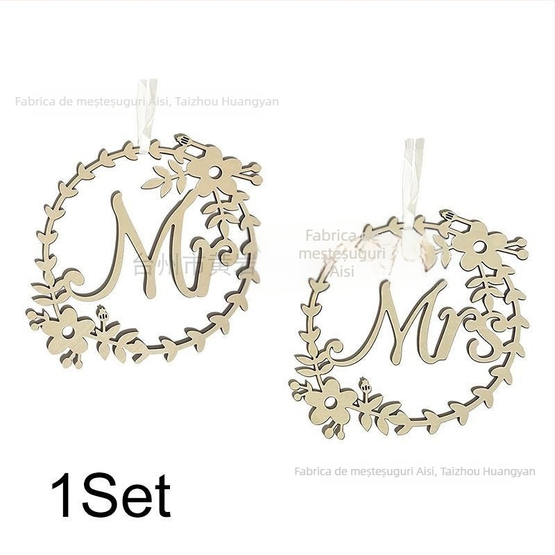 Semne metalice Mr/Mrs pentru scaunele de nuntă, pandantive pentru spătarul scaunului, origine Jinhua, lansare iarnă 2024, stil ornamente auto