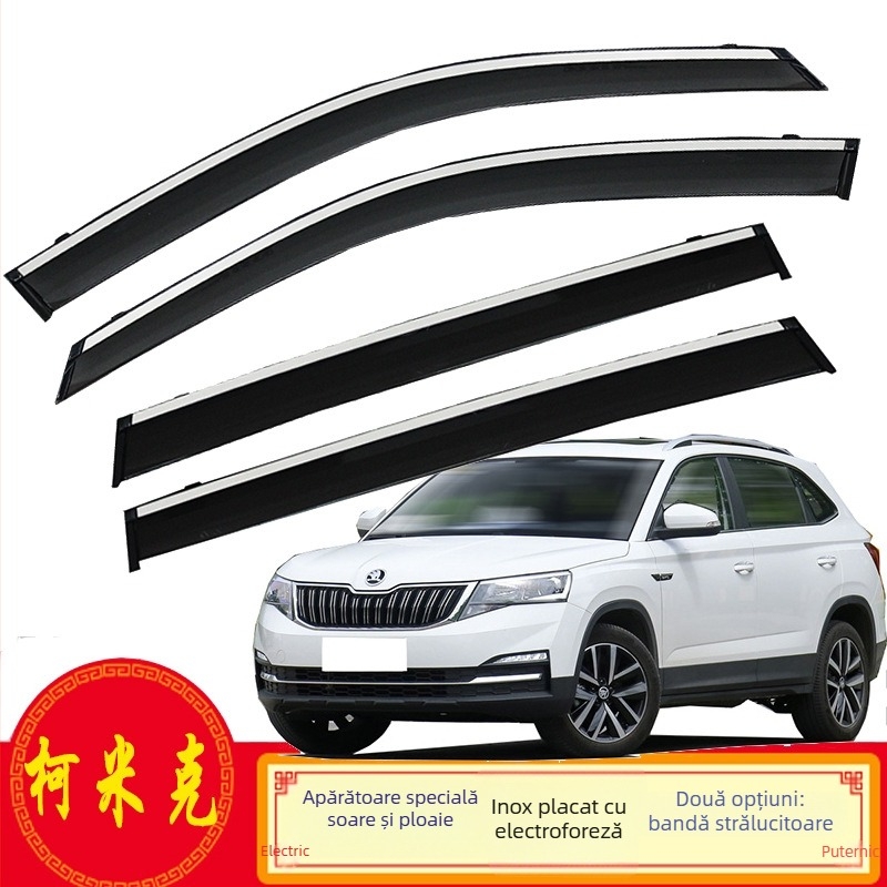 Protecție de ploaie tip sprânceană pentru Skoda Kamiq/GT, acrilic, montaj cu adeziv + cârlig, set de 4 bucăți, pentru Kamiq/GT din 2018
