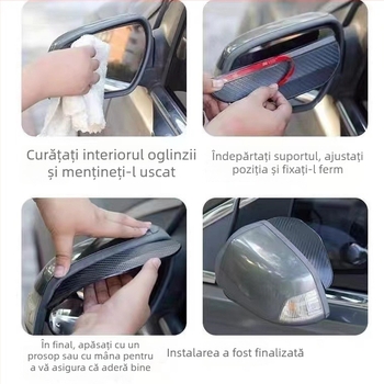 Scut de ploaie pentru oglinda retrovizoare auto – montaj cu adeziv, material PVC, potrivire universală, 1 pereche