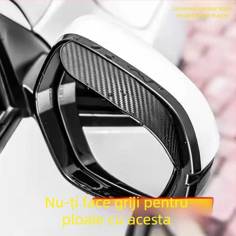 Scut de ploaie pentru oglinda retrovizoare auto – montaj cu adeziv, material PVC, potrivire universală, 1 pereche