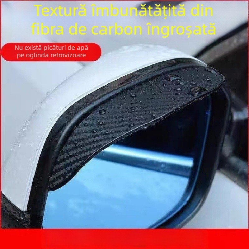 Scut de ploaie pentru oglinda retrovizoare auto – montaj cu adeziv, material PVC, potrivire universală, 1 pereche