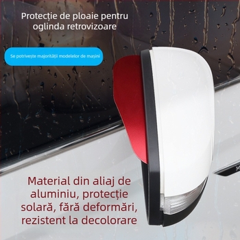 Protectie ploaie pentru oglinda retrovizoare – aliaj de aluminiu, protecție solară, rezistență la deformare, potrivire universală, montaj cu adeziv, pachet de 2 bucăți, cod produs Dm-104