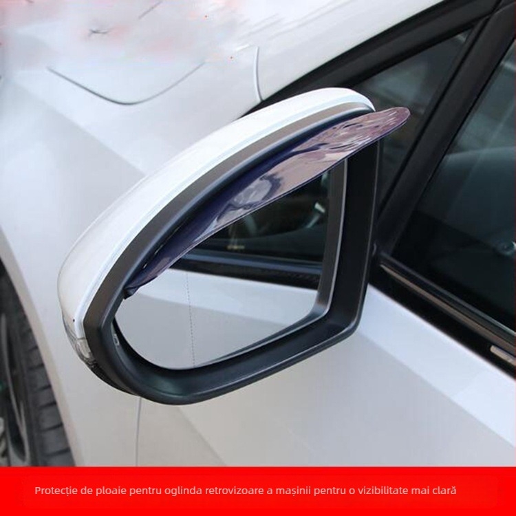Protecție de ploaie pentru oglinda retrovizoare auto, PVC, montaj cu adeziv, compatibil universal, un set de două piese