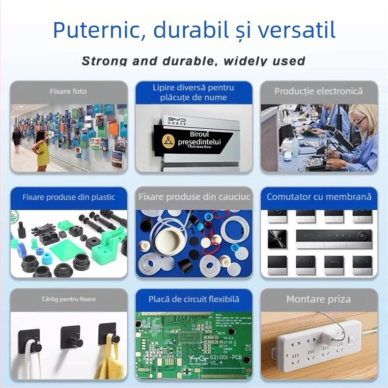 3M55260 Bandă adezivă PET cu dublă față, adeziv acrilic, 0,2 mm, intervalul de temperatură 93–149°C, ultra-subțire, aderență înaltă, tăiere facilă