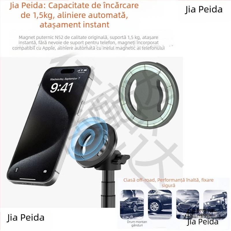 Suport magnetic auto pentru telefon MagSafe, cu capball (ball head), 17 mm