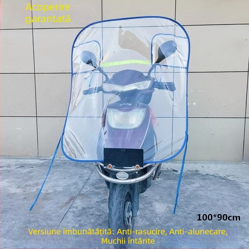 Acoperire parbriz pentru tricicletă, motocicletă și vehicule electrice, material PVC, logo imprimat, model 032