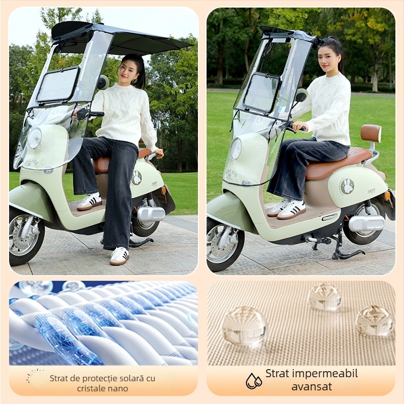 Canapea pliabilă de ploaie pentru motocicletă electrică, protecție împotriva vântului și ploii; Material: pânză Oxford; Origine: Zhejiang; Import: Nu