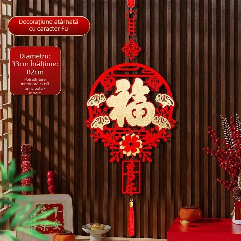 Pandantiv de binecuvântare — decor manual, din țesătură flokată, pentru ușa de intrare, Festivalul Primăverii, stil Chinezesc