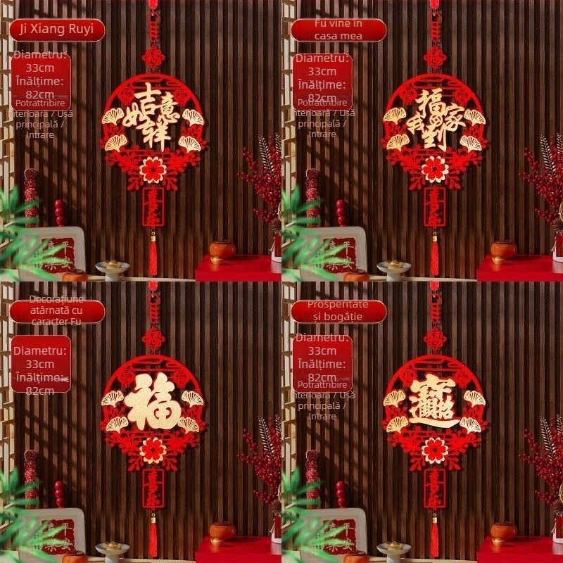 Pandantiv de binecuvântare — decor manual, din țesătură flokată, pentru ușa de intrare, Festivalul Primăverii, stil Chinezesc