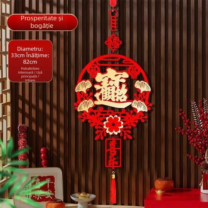Pandantiv de binecuvântare — decor manual, din țesătură flokată, pentru ușa de intrare, Festivalul Primăverii, stil Chinezesc