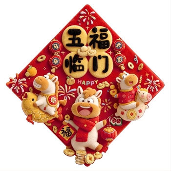 Autocolant Magnetic pentru Ușa de Intrare – din pânză, pentru Festivalul Primăverii, stil chinezesc, 1 pereche