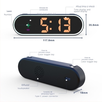 HUD auto wireless cu afișaj head-up, intrare Beidou și GPS, alimentare USB, model K15, tip 005, compatibilitate universală