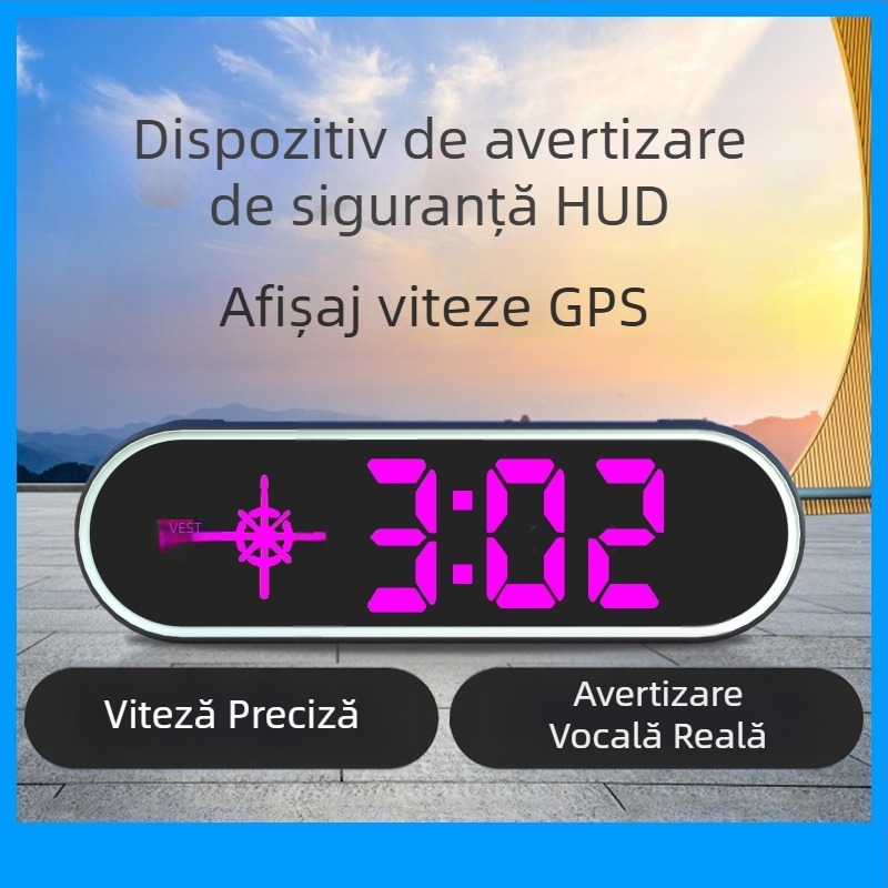 HUD auto wireless cu afișaj head-up, intrare Beidou și GPS, alimentare USB, model K15, tip 005, compatibilitate universală