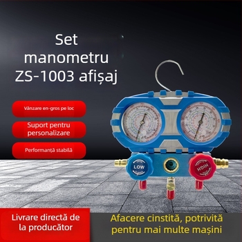 ZS-1003 Manometru cu diafragmă pentru climatizare auto, set cu două manometre, conectare filet, diametru nominal 70 mm, intervale de presiune: înalt 0-35 și jos 1-18.