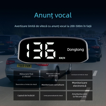 Afișaj HUD solar pentru mașină - ecran LCD HUD, intrare GPS, alimentare solară, material ABS+PC, greutate 0,15 kg