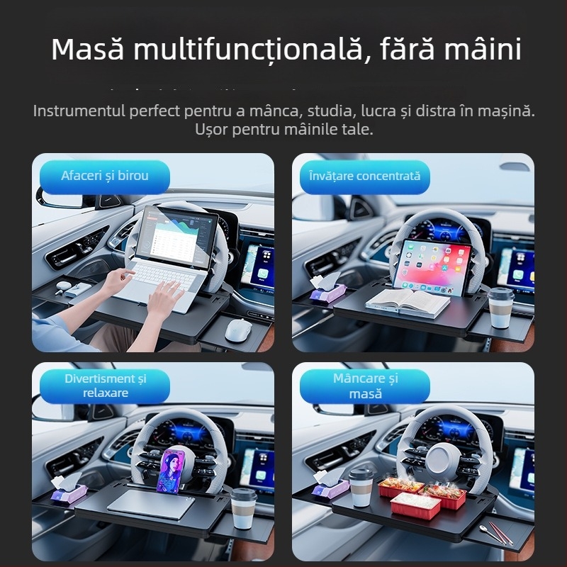 Masa mică pentru mașină, volan — multifuncțională, pliabilă, din plastic, montaj pe perete, Waytogrow