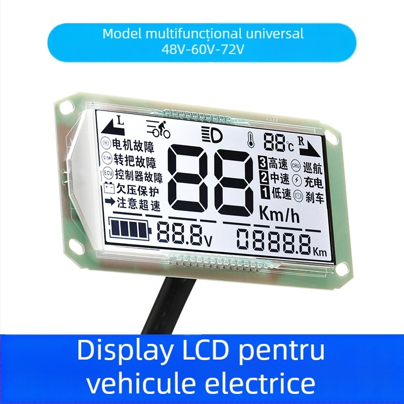 Display LCD pentru vehicul electric, pentru bord – universal 48V/60V/72V, LED, rezoluție 1920x1080