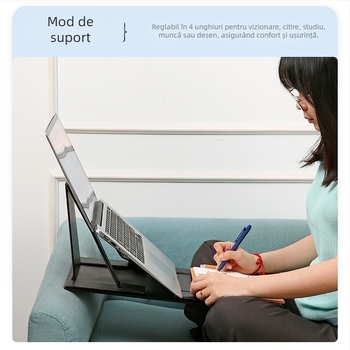 Suport pliabil pentru laptop și tabletă, placă din piele de înaltă densitate – compatibil cu toate modelele, greutate 1100 g, birou portabil lângă pat