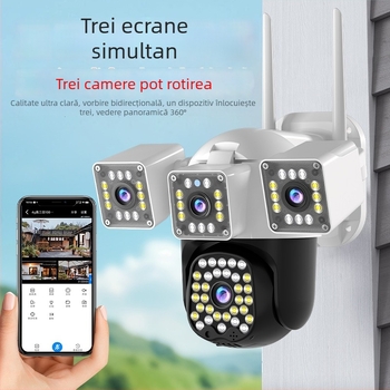 Cameră Inteligentă cu obiectiv 4mm, 1080p, Viziune de noapte, Rezistent la intemperii pentru exterior, Control de la distanță prin aplicație mobilă