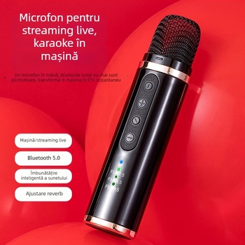 Mikrofon wireless pentru mașină, karaoke, model Q1 — Bluetooth 5.0, baterie încorporată 300–500 mAh, răspuns în frecvență 100 Hz–20 kHz, SNR ≥85 dB