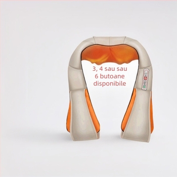 Șal de masaj multifuncțional cu 16 capete, încălzire infraroșu, alimentare încorporată, model 8856, control de tip computer